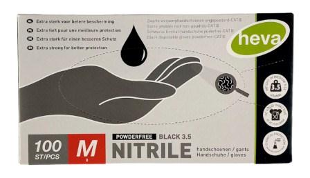 x100 nitrile handschoenen zwart ongepoederd medium