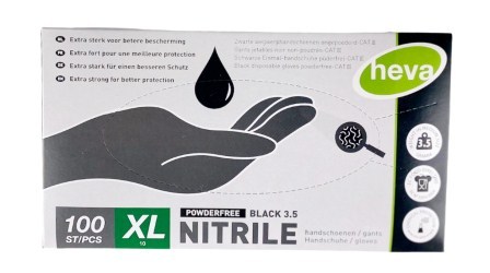 x100 gants jetables noir non-poudres xl