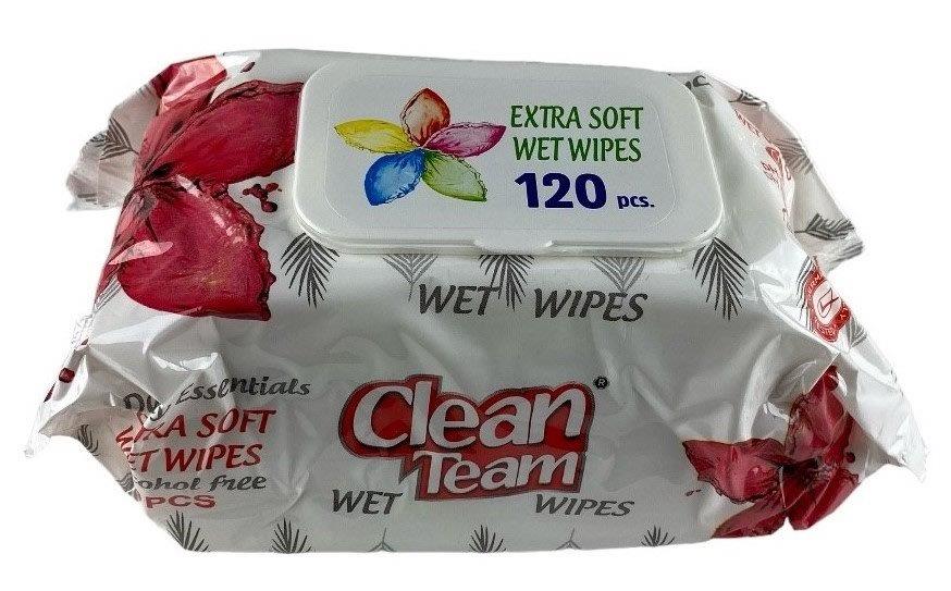 lingettes humide cleanteam 120pcs xtrasoft vert