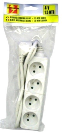 stekkerblok 4dlg x 16a wit + kabel 1.5m stockverkoop stekkerblokken/verlengdraden