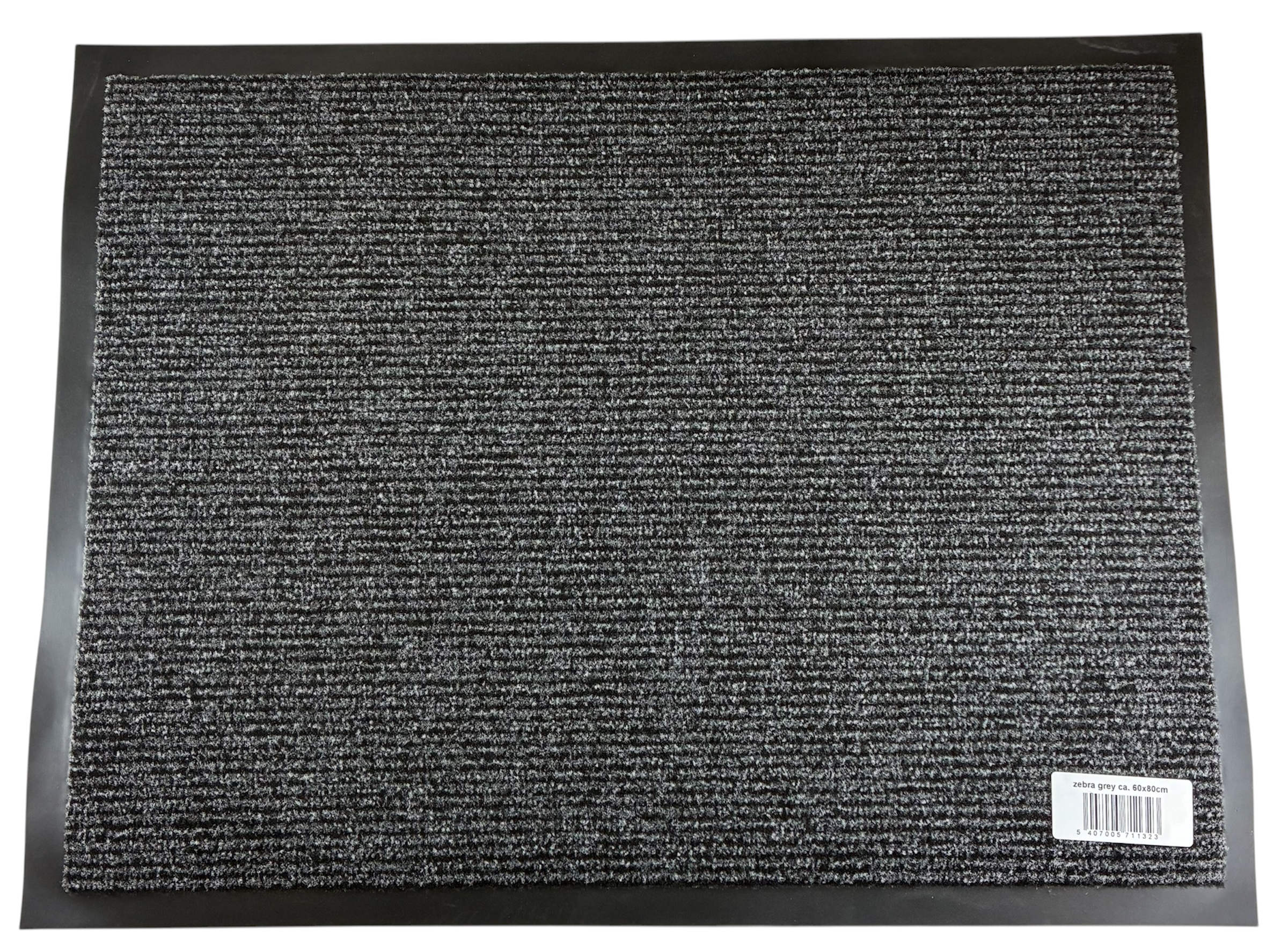 mat rubberrand 60x80 zwart-grijs gestreept