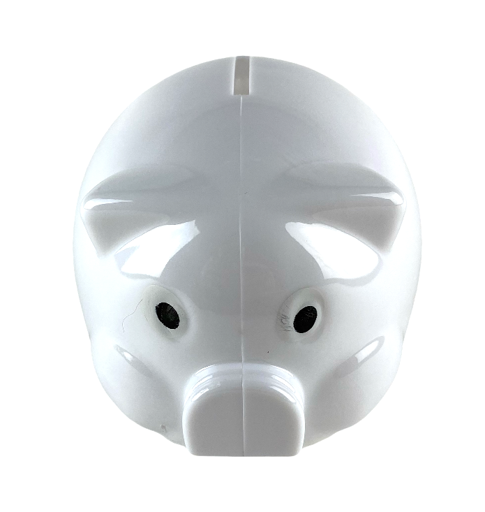 tirelire cochon plastique promo blanc