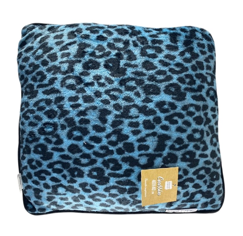 kussen 40x40 design luipaard blauw