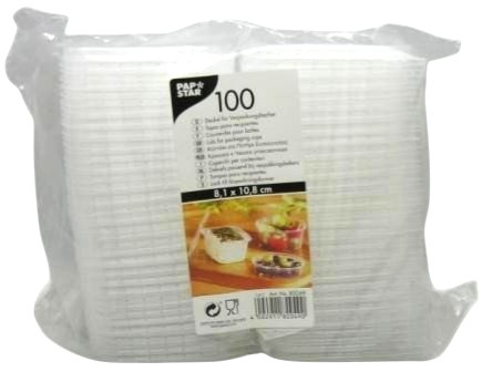 x100 deksels plast. transp. papstar 0.6x8.1x10.8cm