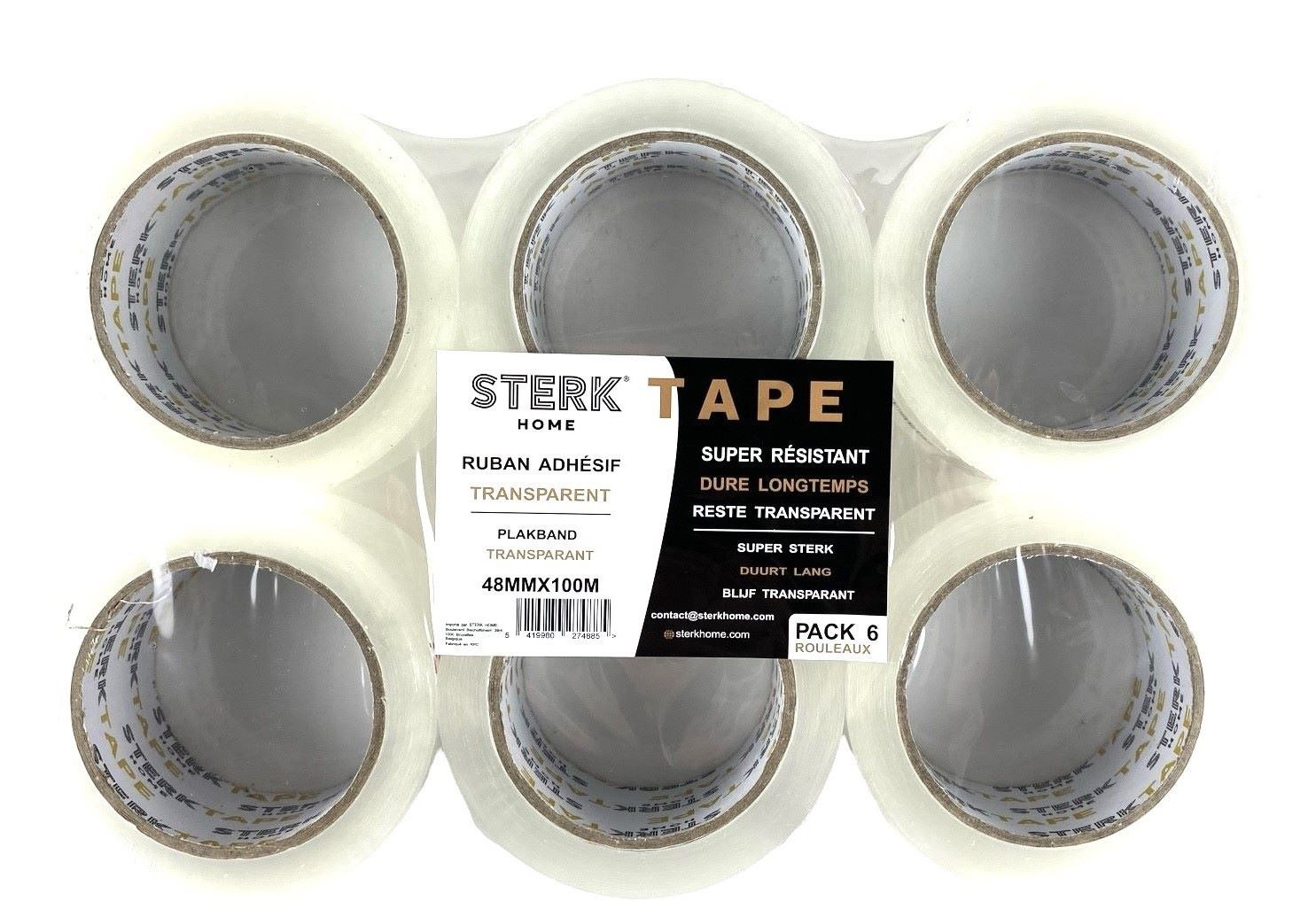 tape transparant 6rollen 100mx48mm