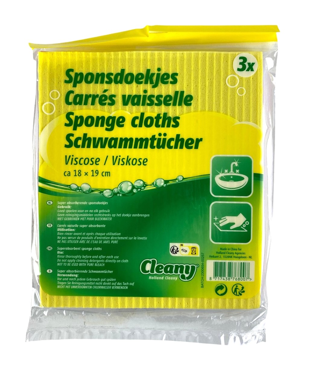 s-3 viscose sponsdoekjes cleany
