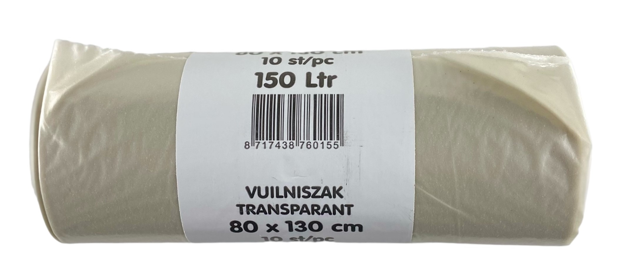 vuilzakken transp 80x130cm-150l x10 32 mu