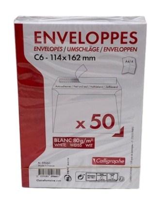 x50 enveloppes c6 strip 114x162 80gr