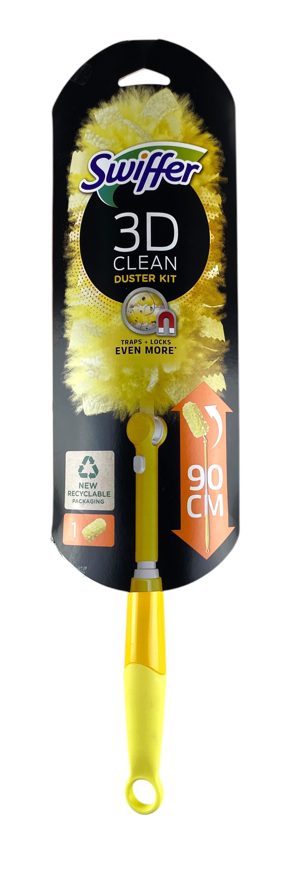 swiffer duster xxl kit 3d 360 houder 90cm+3vulling stockverkoop plumeaus/raagbollen/radiatorborstels