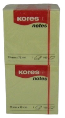 kores 100feuilles adh.jaune 75x75mm