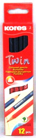 kores s-12 crayons twin rouge-bleu