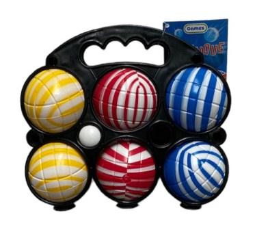 jeu de boules plastic 6 ballen streep